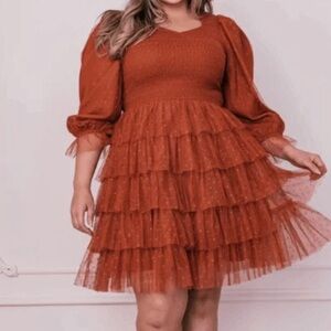 JessaKae Maisy Dress in Potter's Clay 5X Plus Size Orange Women’s